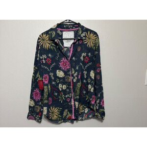 Cino Floral Button Down Shirt 100% Cotton Size Large Boho Resort Chic